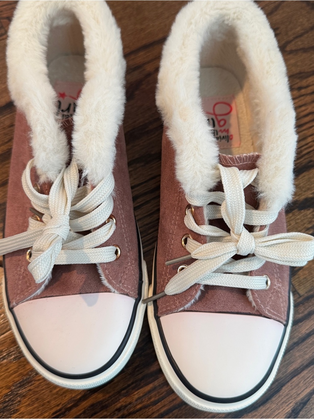Olivia Miller Dusty Rose Faux-Fur Lined Kids Sneakers